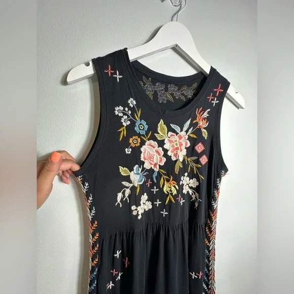 JOHNNY WAS Ceretti Floral Cotton Floral Embroidered Tank Dress Boho - Size S/M? - Picture 12 of 17